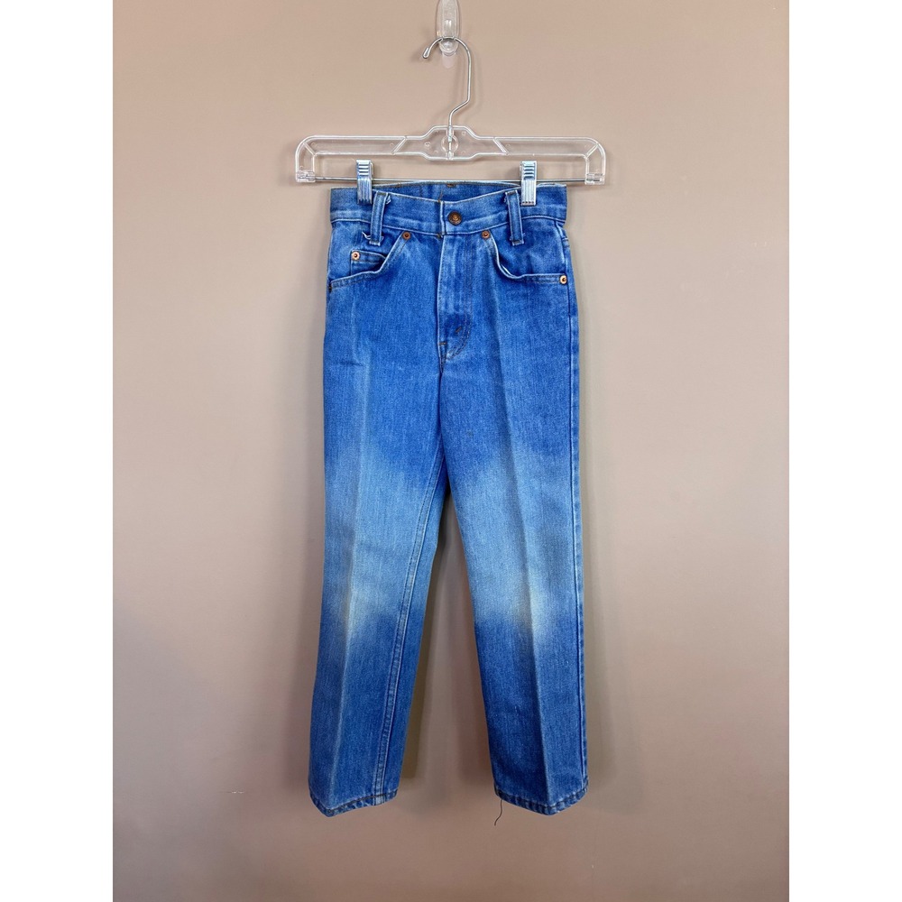 Vintage Levis 416-0813 Kids Orange Tab Slim Straight Leg Blue Jeans USA Size 8